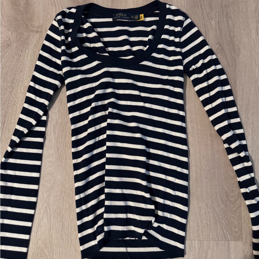 Polo by Ralph Lauren Women's Black and White Striped Top